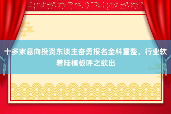 十多家意向投资东谈主奋勇报名金科重整，行业软着陆模板呼之欲出