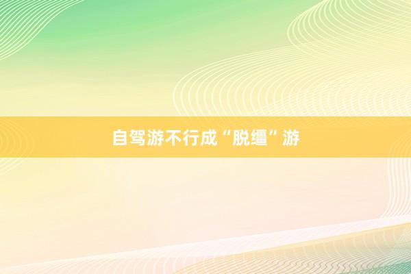 自驾游不行成“脱缰”游